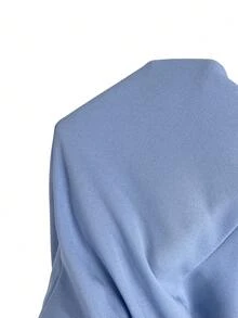SHEIN EZwear 蓝色高开衩无袖连衣裙，女士夏季连衣裙 - 藍色 - 查看 7