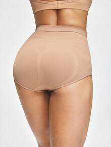 SHAPORA Women's Solid Color High Waist Elastic Shaping Briefs - Apricot - View 2