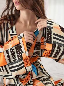 Ocili Women's Soft Striped Fleece Robe, Loungewear Sleepwear - Multicolor - View 4