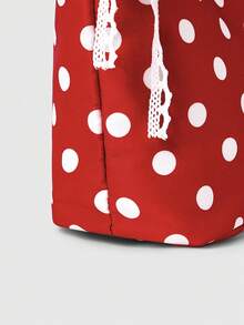 ROMWE Kawaii Fashion Contrasting Polka Dots Daily Street Portable Bucket Women's Cloth Bag - Red - View 5