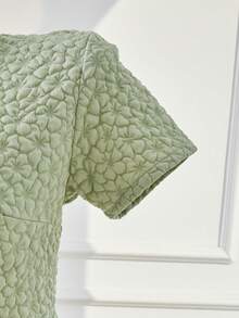 Diamond Collar, Jacquard Textured Woven Fabric, French Style A-Line Maxi Skirt, Elegant High Waist Snug Fit, Fashionable & Graceful For Teenage Girls In Summer - Green - View 8