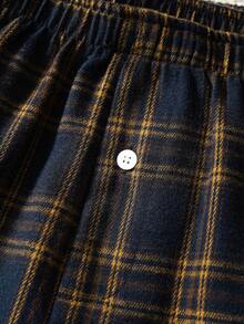 2pcs Men's Plaid Elastic Waist Casual Loose Fit Airy Pants, Summer - Multicolor - View 6