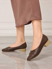 Sleekvia 女士小方头舒适通勤简约3.3厘米鞋 - 咖啡 - 查看 4