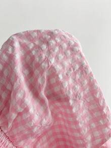 Elamini Women's Pink Plaid Bow Tie Waist Ruffle Hem Dress, Suitable For Dates, Picnics, Vacations, Versatile - Pink - View 7