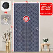 1 件磁性隔热门帘 - 厚牛津布面料，加厚防雨衬里，加高 2 英寸，尺寸 36 英寸 x 80 英寸，适用于推拉玻璃门，隔热隔音，灰色，冬季门帘，推拉玻璃门隔热，表面纹理，结构设计，家居隔热，缝线紧密，家居隔热解决方案 - 彩色 - 查看 12