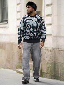 Heavens Edit 高端简约百搭直筒洗水牛仔裤，抽绳松紧腰休闲裤，四季皆宜 - 深灰色 - 查看 1