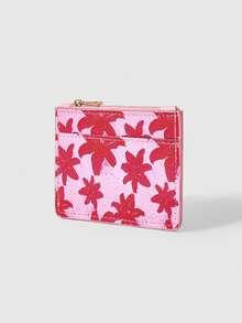 ROMWE Kawaii 玫瑰粉色底，配粉色满花卡片袋 - 玫粉色 - 查看 3