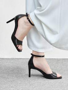 CUCCOO BIZCHIC Women's Buckle Design Fashion Daily Wear High Heel Sandals - Black - View 3