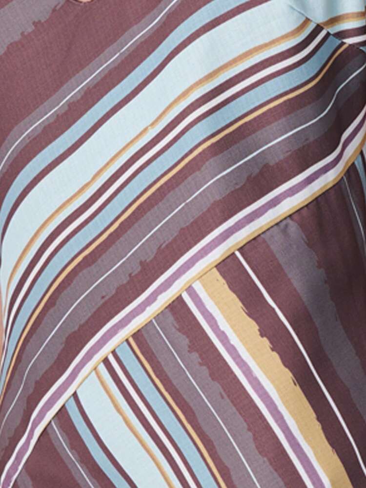 Nöista Striped Dress In Blue And Brown Colors, Different Position On Stripes, Adjustable Straps On Back. Spring Dress Woman, Summer Clothes, Vacation Outfits Women, Vacation Dress, Beach Vacation Outfits For Women. - Chocolate Brown - View 6