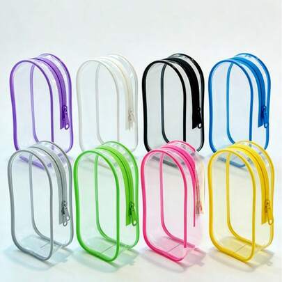 POKOJA LAND 7.48英寸娃娃透明拉链收纳袋，多种颜色可选，娃娃收纳袋，PVC材质，带钥匙扣，适合送给娃娃爱好者，生日节日礼物之选，春夏皆宜。