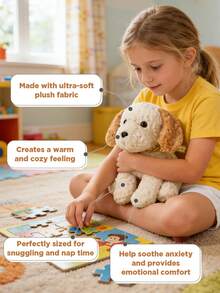 可爱造型的卧姿和蹲姿狗狗毛绒玩具，采用磨毛花卉PV材质，超柔软短毛绒面料，手工制作，纤维填充，钩织而成，是送给父母的完美礼物。 - 彩色 - 查看 9