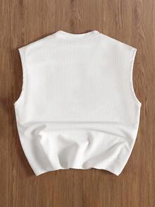 TOKVUE Men's Solid Color Round Neck Short Sleeve Casual Top, Everyday Wear - White - View 2