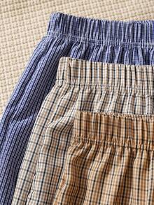 男士格子图案裤子（3件套） - 彩色 - 查看 6