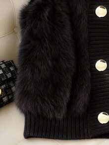 GlowEve 女士马海毛针织开衫外套，秋冬季高端休闲外套 - 黑色 - 查看 5