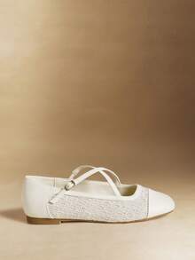 Rosivie Women's Casual Commuting Slip-On Shoes With Criss-Cross Buckle Design - Beige - View 4