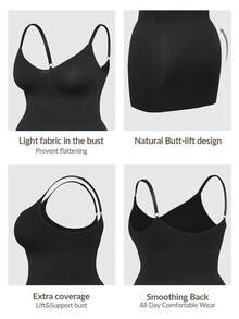 SHAPORA Plus Size Women Solid Color Camisole Bodycon Dress - Black - View 6