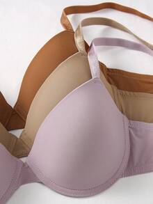 DesireSculpt 5 件装女士无缝纯色无钢圈舒适胸罩 - 彩色 - 查看 3