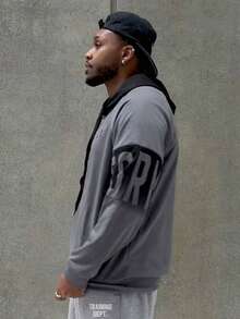 Heavens Edit Men's Fashion Colorblock Hooded Sweatshirt, For Fall, Long Sleeve Top - Dark Grey - View 5