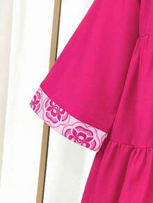 SHEIN 女婴碎花拼接长裙 - 彩色 - 查看 8