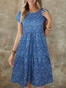 Rusticease 女士夏季连衣裙 女士复古连衣裙 女士夏季吊带裙 - 湖藍色 - 查看 4