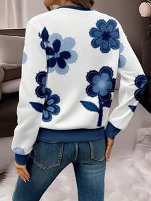 SHEIN LUNE 休闲简约风格印花半拉链圆领轻薄女式卫衣，适合秋冬季和早春穿着，百搭实用 - 彩色 - 查看 2