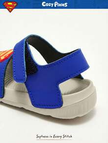 SUPERMAN X Cozy Pixies Summer Baby Sandals Cute Cartoon Design, Breathable Outdoor Casual Sandals With Hook And Loop, Lightweight Non-Slip EVA Sole Toddler Sandals For Various Occasions - Blue - View 10