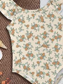 SHEIN 美拉德印花复古花卉图案，可爱乡村风格，女婴连体泳衣，适合夏季穿着 - 彩色 - 查看 6