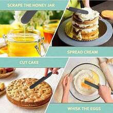 1Pc/4Pcs Silicone Jar Scraper Spatulas, Heat Resistant Cake Cream Peanut Butter Spatulas Mixing Batter Scraper, Nonstick Bread Spatula Rubber Kitchen Jar Blenders Scraper Long - Multicolor - View 6