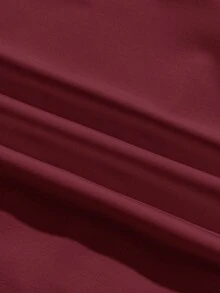 Attitoon 女士休闲时尚学院风徽章及23号印花翻领长袖T恤，修身秋冬内搭，酒红色上衣，酒红色T恤 - 酒紅色 - 查看 7