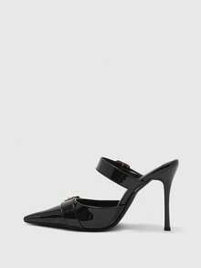 CUCCOO BIZCHIC Women's Pointed Toe Buckle Design Everyday Versatile Fashion High Heels - Black - View 10