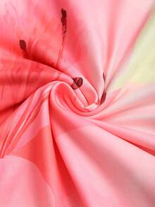 Sweetra 黄色蛋形花卉印花圆领蝴蝶结肩带修身背心，女士款，优雅可爱浪漫，适合度假、海滩、日常穿着，春夏百搭 - 黃色 - 查看 5