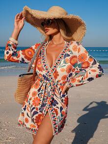 Swim Lushoire Women's Printed Kimono Cover Up - Multicolor - View 4