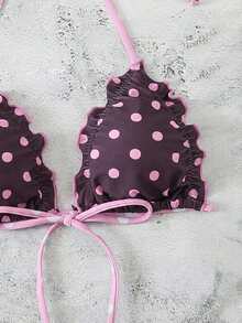 Swim Mod Women's Summer Polka Dot Print Sexy Camisole Tie Bow Bikini Top, Beach Holiday Wear - Multicolor - View 6