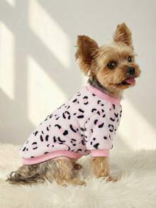 PETSIN 1件粉色印花宠物秋冬加厚保暖法兰绒服装 - 彩色 - 查看 4