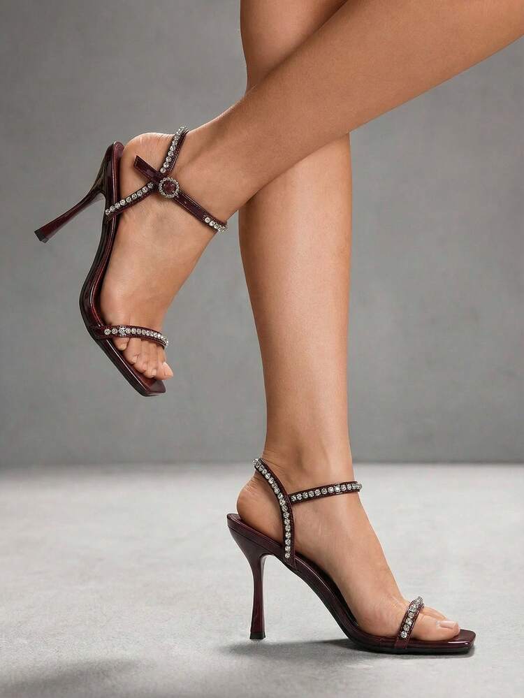 CUCCOO SZL Women's Fashionable Elegant Crystal Decorated High Heel Sandals Prom Heels