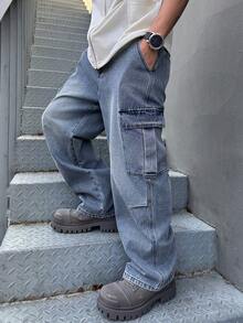 DAZY Men's Washed Distressed Blue Denim Jeans, Spring - Blue - View 5