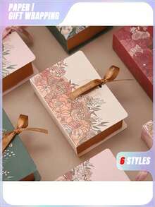 5/10Pcs Book Shape Gift Box With Ribbon Paperboard Candy Chocolate Present Packaging Box For Party, Wedding, Birthday, Valentine's Day, Valentines Wedding, Birthday - Multicolor - View 5