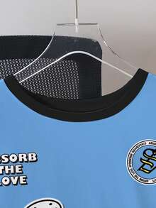 SpongeBob SquarePants | SHEIN Camiseta de manga corta con cuello redondo con estampado de letras y dibujos animados para hombres - Blanco - Ver 6