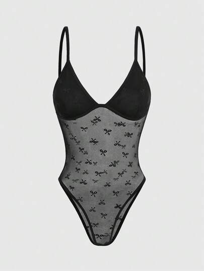 ROMWE Avant Mono de encaje con recortes y escote pronunciado para mujer, ideal para fiestas