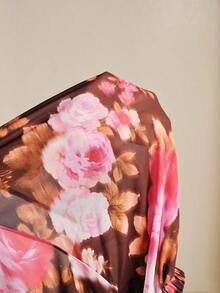 Arave 女士雪纺H型露肩浪漫印花优雅上衣 - 紅色 - 查看 9