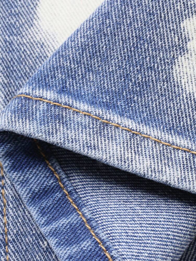 Spring Distressed White Splatter Design Streetwear Men's Jeans