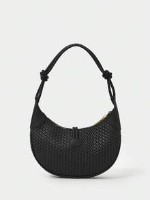 SHECARRY Women's Simple Fashion Zipper Underarm Handbag - Black - View 3