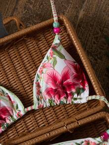 Swim Vcay Bộ bikini hai mảnh dành cho nữ, kiểu dáng thường ngày, thích hợp cho kỳ nghỉ biển, với họa tiết in màu sắc tươi tắn và chất liệu vải mềm mại. - Nhiều màu - Xem 3