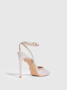 CUCCOO SZL Women's Pointed Toe Rhinestone Embellished High Heel Pumps, Sexy & Fashionable, Suitable For Christmas Party - Apricot - View 3