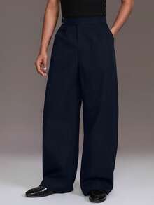 STYNVO Quần ống loe trơn màu, thời trang, đa năng dành cho nam giới. - Màu xanh hải quân - Xem 3