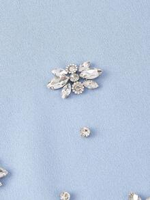 SHEIN MOD 镶钻优雅红色迷你连衣裙 - 藍色 - 查看 3