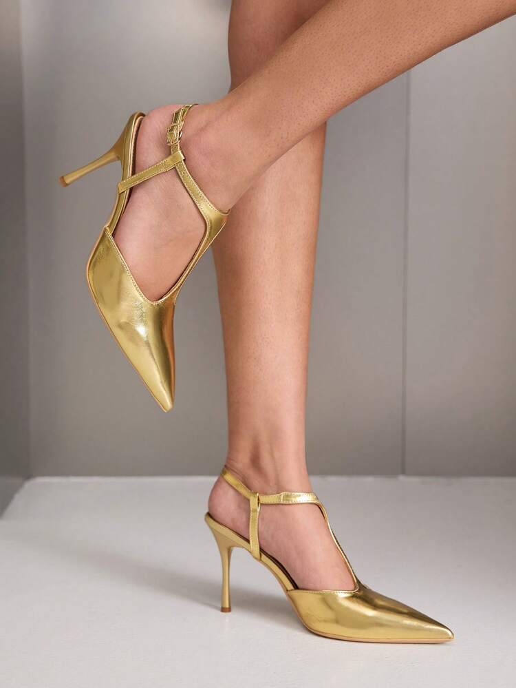 CUCCOO SZL Women's Pointed Toe Buckle Design Fashionable Elegant High Heel Pumps Spring Shoes