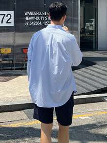 DAZY Men's Striped Long Sleeve Shirt And Shorts Set, Summer - Multicolor - View 2