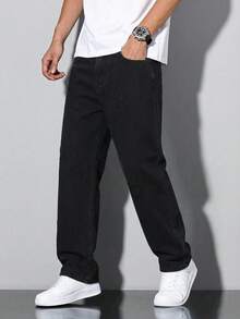 Tween Boys' Distressed Denim Jeans, Casual Loose Fit Baggy Retro American Style - Black - View 4