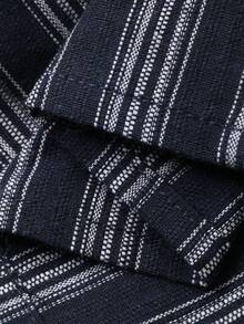 Dazy Kids Conjunto informal de verano para niño preadolescente con camisa de botones a rayas y pantalones cortos - Azul Marino - Ver 8